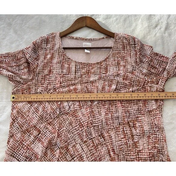 Chicos Shirt Size 3 Extra Large Blouse Tiered Mosaic Ruffle Asymmetrical Flowy - Picture 6 of 9